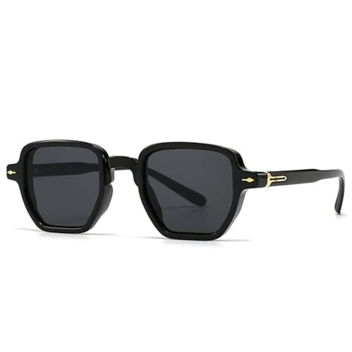 LVTFCO Sonnenbrille für Damen, quadratisch, Retro, Nieten, Punk, dunkelgrün, UV400, Schwarz/Grau, Einheitsgröße von LVTFCO