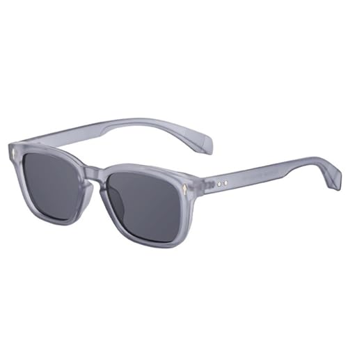 LVTFCO Sonnenbrille für Herren, Vintage, quadratisch, mit Nieten, modisch, mit zweifarbigem Farbverlauf, UV400-Schutz, für Damen, matt, grau, Einheitsgröße von LVTFCO