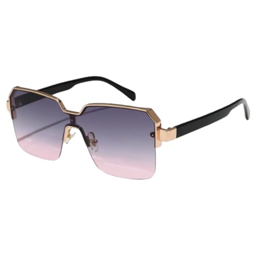 LVTFCO Sonnenbrille für Herren und Damen, luxuriös, modisch, Vintage-Sonnenbrille, quadratischer Rahmen aus Metall, UV400, grau/rosa von LVTFCO