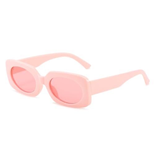 LVTFCO Sonnenbrille im Retro-Stil, quadratisch, Bonbonfarben, für Damen, modisch, ovale Gläser, UV400-Schutz, gelbgrün, für Herren, Rosa, Einheitsgröße von LVTFCO