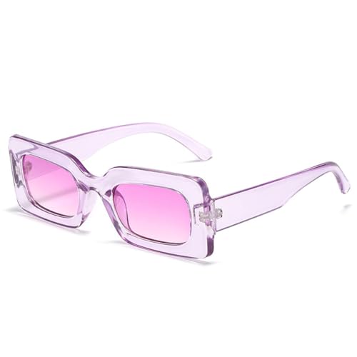 LVTFCO Sonnenbrille im Vintage-Stil, rechteckig, bunt, für Damen, modisch, mit Farbverlauf, UV400, für Herren, quadratisch, geleefarben, blau-violett, Einheitsgröße von LVTFCO