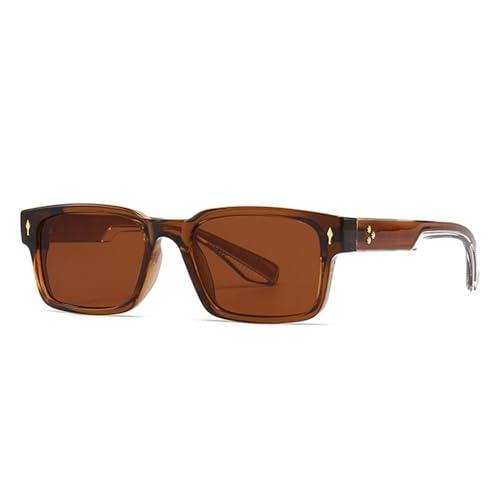 LVTFCO Sonnenbrille im Vintage-Stil mit Nieten für Herren, Punk-Stil, quadratisch, Farbverlauf, UV400, modische Damen-Sonnenbrille, luxuriös, dunkelgrün, Braun, Einheitsgröße von LVTFCO