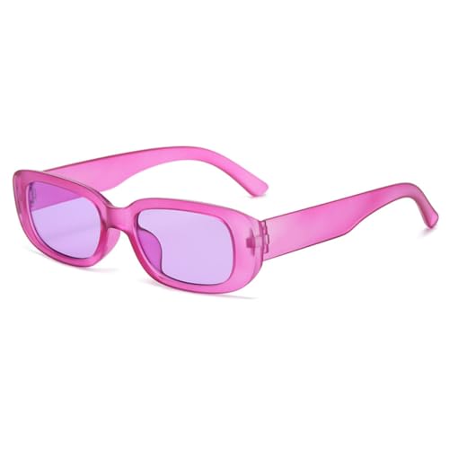 LVTFCO Sonnenbrille mit kleinem rechteckigem Rahmen für Damen und Herren, transparente Bonbonfarben, modische Sonnenbrille, Vintage-Outdoor-Brille, UV400, transparent, lila von LVTFCO