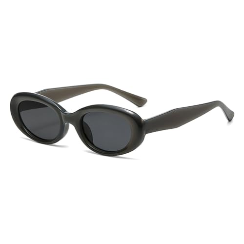 LVTFCO Sonnenbrille mit ovalem Rahmen, modische Retro-Sonnenbrille, UV400-Schutz, für Damen und Herren, grau von LVTFCO