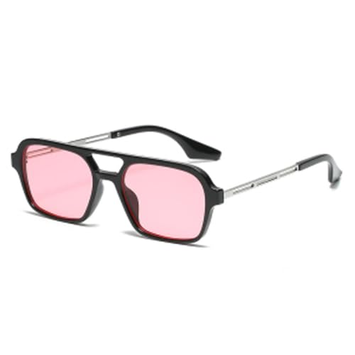 LVTFCO Sonnenbrille mit quadratischem Rahmen und Doppelsteg, modische Retro-Sonnenbrille mit Katzenaugen-Motiv, UV400-Schutz, für Damen und Herren, Schwarz/Pink, Einheitsgröße von LVTFCO