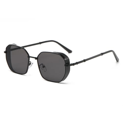 LVTFCO Sonnenbrillen Mode Rechteckige Damen Metall Sonnenbrille Klassisch Minimalistisch Herren Brille Sonnenschutz UV400,Schwarz Grau von LVTFCO