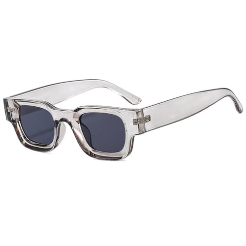 LVTFCO Sonnenbrillen für Damen, rechteckig, modisch, Retro, quadratisch, für Herren, klassisch, Vintage, schwarz, Punk-Sonnenbrille, UV400, Grau von LVTFCO