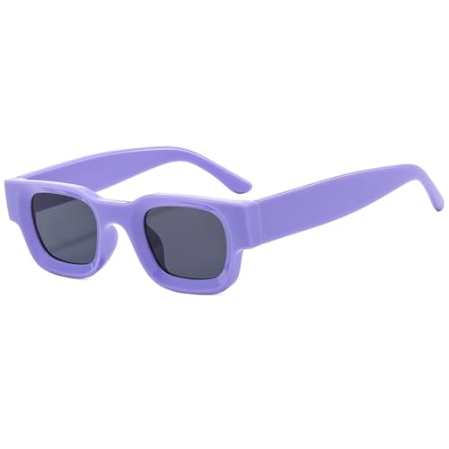 LVTFCO Sonnenbrillen für Damen, rechteckig, modisch, Retro, quadratisch, für Herren, klassisch, Vintage, schwarz, Punk-Sonnenbrille, UV400, Violett von LVTFCO