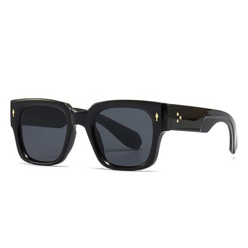 LVTFCO Trendige quadratische Nieten Herren-Sonnenbrille, modisch, Punk-Farbverlauf, UV400, Damen-Sonnenbrille, dunkelgrün, Schwarz, Grau, Einheitsgröße von LVTFCO