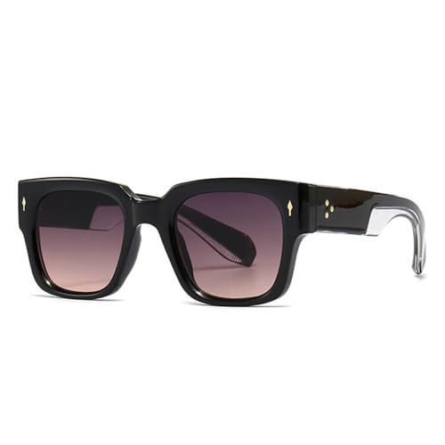 LVTFCO Trendige quadratische Nieten-Sonnenbrille für Herren, modisch, Punk-Farbverlauf, UV400, Damen-Sonnenbrille, dunkelgrün, Schwarz, Grau, Rosa, Einheitsgröße von LVTFCO