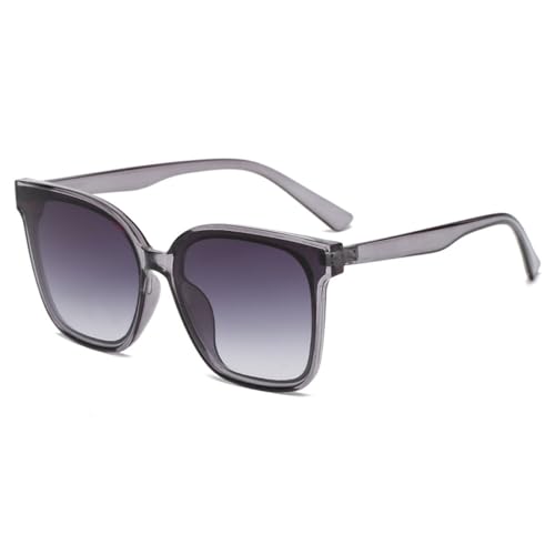 LVTFCO Übergroße Sonnenbrille, Retro, Farbverlauf, quadratische Gläser, großer Rahmen, Sonnenbrille für Damen, Cateye, schwarzer Farbton, Vintage-Brille, UV400, Klares Grau, Einheitsgröße von LVTFCO