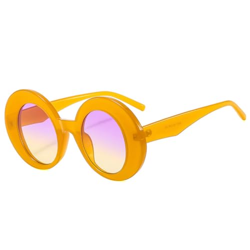 LVTFCO Übergroße ovale bunte Sonnenbrille für Damen, Retro-Steigung, Punk-Männer-Sonnenbrille, Gelb, Lila, Gelb, Einheitsgröße von LVTFCO