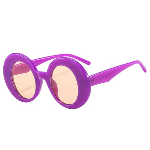 LVTFCO Übergroße ovale bunte Sonnenbrille für Damen, Retro-Steigung, Punk-Männer-Sonnenbrille, lila Champagner, Einheitsgröße von LVTFCO