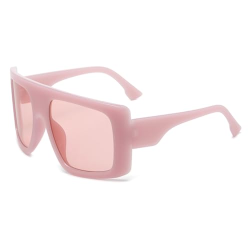 LVTFCO Übergroße quadratische Punk-Sonnenbrille für Radfahrer, einzigartige Herren-Sonnenbrille, trendige Brille zum Autofahren, Reiten, Outdoor-Brille, UV400, Jelly Pink von LVTFCO
