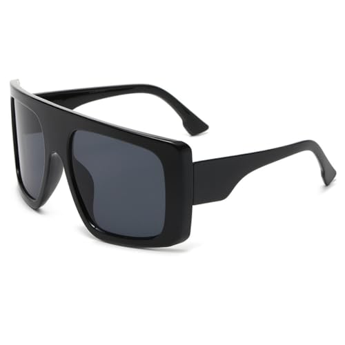 LVTFCO Übergroße quadratische Punk-Sonnenbrille für Radfahrer, einzigartige Herren-Sonnenbrille, trendige Brille zum Autofahren, Reiten, Outdoor-Brille, UV400, Schwarz von LVTFCO