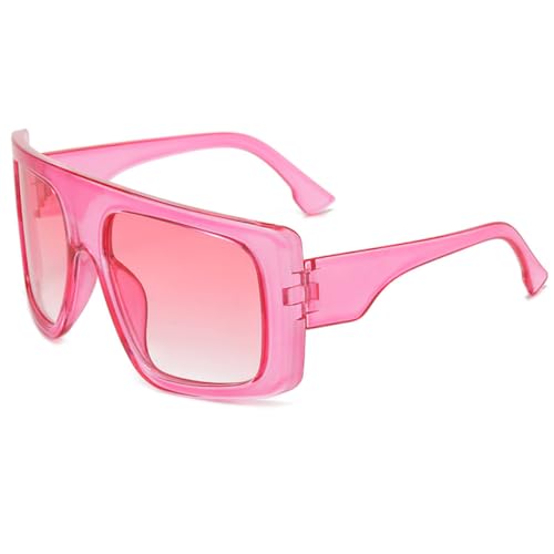 LVTFCO Übergroße quadratische Punk-Sonnenbrille für Radfahrer, einzigartige trendige Herren-Sonnenbrille zum Autofahren, Reiten, Outdoor-Brille, UV400, Pink von LVTFCO