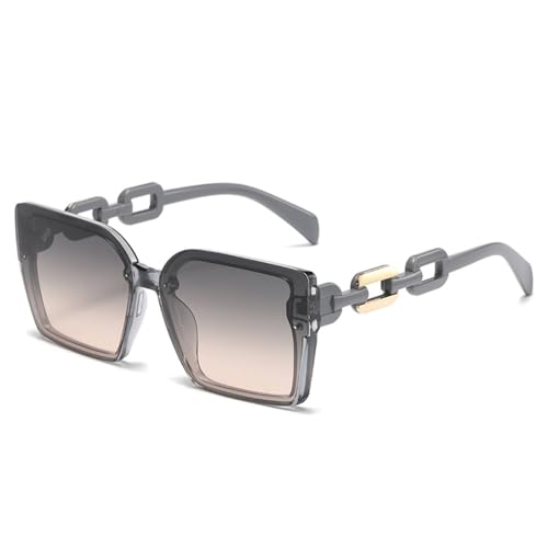 LVTFCO Übergroße rechteckige Sonnenbrille Persönlichkeit Sonnenbrille weibliche beliebte Brille, grau von LVTFCO