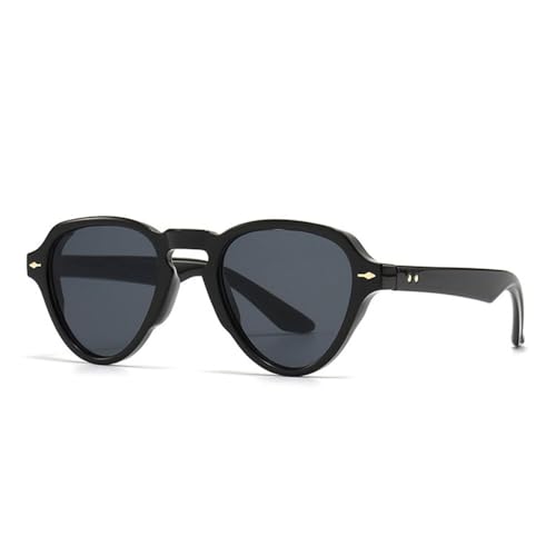 LVTFCO Vintage Einzigartige Ovale Frauen Punk Sonnenbrille Mode Farbverlauf Shades UV400 Männer Nieten Cat Eye Sonnenbrille, Schwarz Grau, Einheitsgröße von LVTFCO