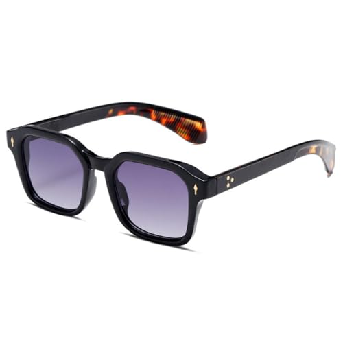 LVTFCO Vintage-Nieten, quadratische Sonnenbrille, Damen, Farbverlauf, UV400, Herren, Punk, braun, Sonnenbrille, Schwarz-Grau-Farbverlauf, Einheitsgröße von LVTFCO