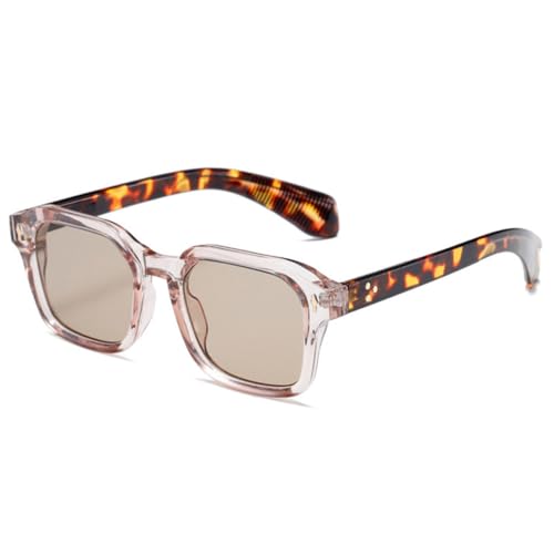 LVTFCO Vintage Nieten quadratische Sonnenbrille Damen Farbverlauf UV400 Herren Punk Braune Sonnenbrille, Hellrosa Champagner, Einheitsgröße von LVTFCO