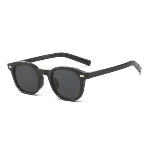 LVTFCO Vintage Quadratische Punk-Sonnenbrille für Damen, modisch, gelb-blau, UV400-Schutz, für Herren, trendige Nieten, ovale Sonnenbrille, Schwarz-Grau, Einheitsgröße von LVTFCO