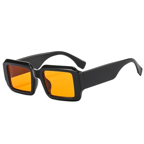 LVTFCO Vintage Quadratische Sonnenbrille für Damen, UV400, modische Kontrastfarbe, Brille für Herren, trendige Punk-Sonnenbrille mit Farbverlauf, Schwarz Orange, Einheitsgröße von LVTFCO