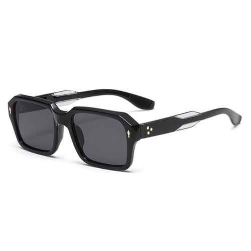 LVTFCO Vintage Quadratische Sonnenbrille für Damen, modisch, zweifarbig, für Herren, trendige Punk-Nieten, Farbverlauf, Sonnenbrille, UV400, Schwarz/Grau, Einheitsgröße von LVTFCO