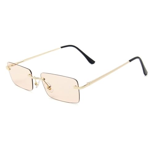 LVTFCO Vintage Rechteckige Randlose Sonnenbrille Metall Damen Mode Klare Ozeanlinse Brille Sonnenbrille UV400,Lila Rosa Farbverlauf,Einheitsgröße von LVTFCO