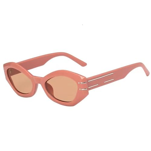 LVTFCO Vintage Sonnenbrille für Damen, kleine Retro-Sonnenbrille mit Polygon-Muster, Punk-Brille für Herren, UV400, pink von LVTFCO