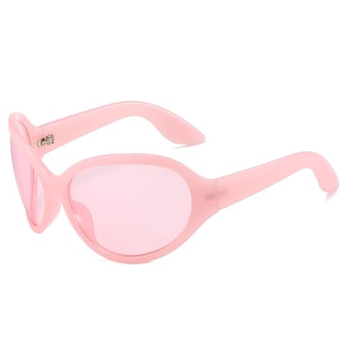 LVTFCO Vintage Übergroße Cat Eye Frauen Punk Sport Sonnenbrille Mode Gelee Farbe Oval Goggle Männer Shades UV400 Sonnenbrille, rosa rosa, Einheitsgröße von LVTFCO