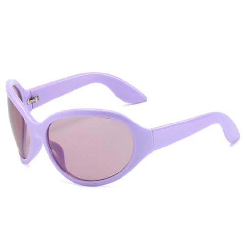 LVTFCO Vintage Übergroße Cat Eye Frauen Punk Sport Sonnenbrille Mode Jelly Farbe Oval Goggle Männer Shades UV400 Sonnenbrille, Lila Lila, Einheitsgröße von LVTFCO