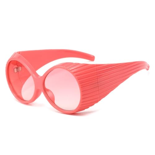 LVTFCO Vintage ovale übergroße Damen-Sonnenbrille, modische Farbverlaufstöne, UV400, Herren-Punk-Trend-Sonnenbrille, rosafarbener Farbverlauf, Einheitsgröße von LVTFCO