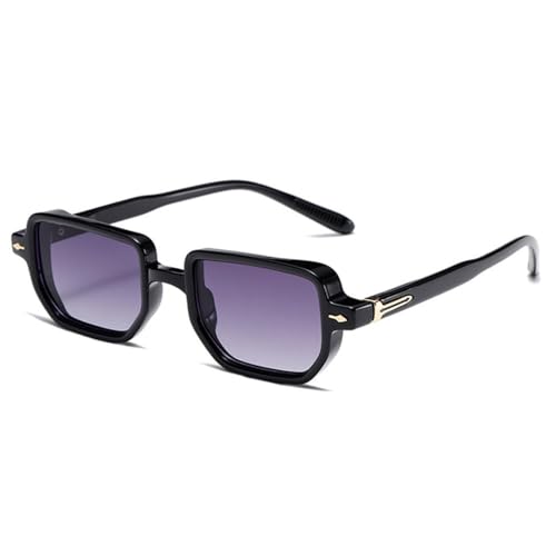 LVTFCO Vintage quadratische Nieten Herren-Sonnenbrille mit Farbverlauf, UV400, modisch, olivgrün, für Damen, trendige kleine rechteckige Sonnenbrille, schwarz-grauer Farbverlauf, Einheitsgröße von LVTFCO