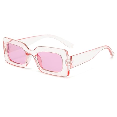 Modische quadratische Punk-Sonnenbrille für Damen und Herren, Trends, mehrfarbige Sonnenbrille, weiblicher Steampunk, Gelee, bunte Schattierungen, UV400-Brille, transparentes Rosa, Einheitsgröße von LVTFCO