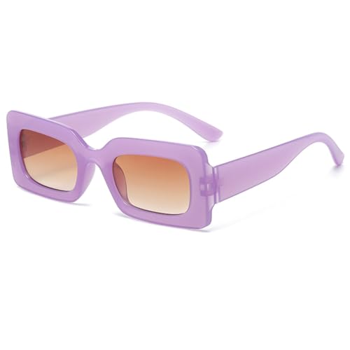 Modische quadratische Punk-Sonnenbrille für Damen und Herren, Trends, mehrfarbige Sonnenbrille, weiblicher Steampunk, Jelly, bunte Schattierungen, UV400-Brille, Jelly Purple Brown, Einheitsgröße von LVTFCO