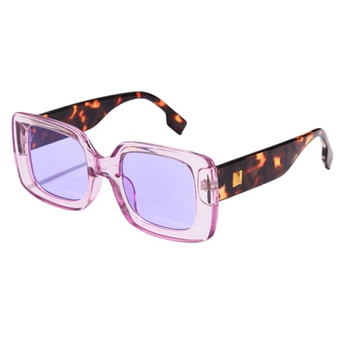 Quadratische Fahrrad-Sonnenbrille für Damen, Luxus, Reise, rechteckige Sonnenbrille, Damenmode, Retro, kleine Brille, UV400, Klar, Lila von LVTFCO