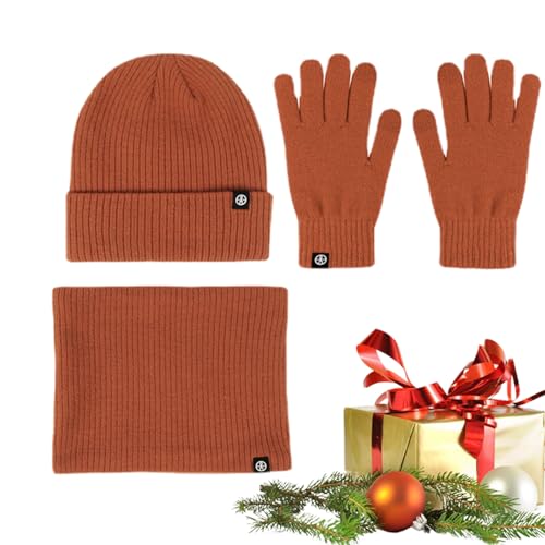 Set aus Mütze und Schal für Damen,Wintermütze Schal Handschuhe | Warme Fleece-Mütze, Beanie-Handschuhe für kaltes Wetter, Schal zum Skifahren, Camping, Snowboarden Lvtfco von LVTFCO