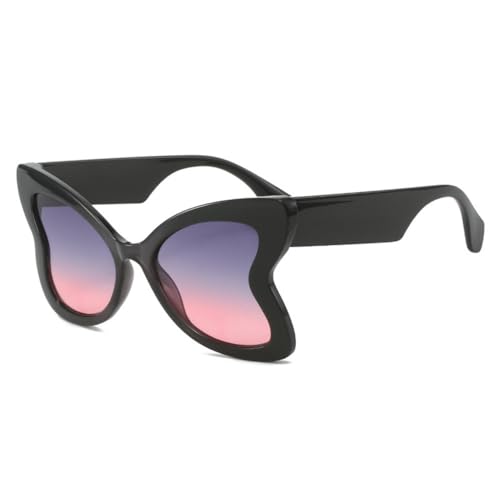 Übergroße, einzigartige Schmetterlings-Sonnenbrille für Damen, modische, klare Farbverlauf-Sonnenbrille, UV400, trendige Leoparden-Katzenaugen-Sonnenbrille für Herren, Schwarz, Grau, Rosa, Einheitsgr von LVTFCO