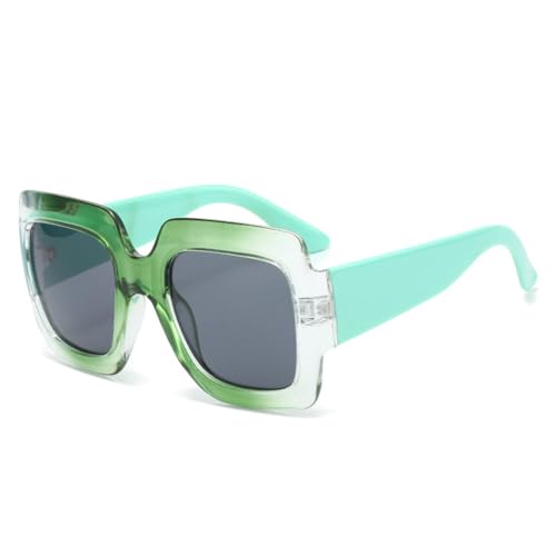 Übergroße quadratische Sonnenbrille für Damen, bunt, Leopardenmuster, modischer Farbverlauf, weibliche Sonnenbrille, UV400, für Herren, Outdoor-Sport, Sonnenbrille, Grün, Farbverlauf Grau, Einheitsgr von LVTFCO