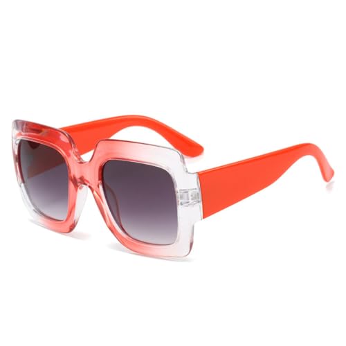 Übergroße quadratische Sonnenbrille für Damen, bunt, Leopardenmuster, modischer Farbverlauf, weibliche Sonnenbrille, UV400, für Herren, Outdoor-Sport, Sonnenbrille, Rosa Farbverlauf Grau, Einheitsgrö von LVTFCO