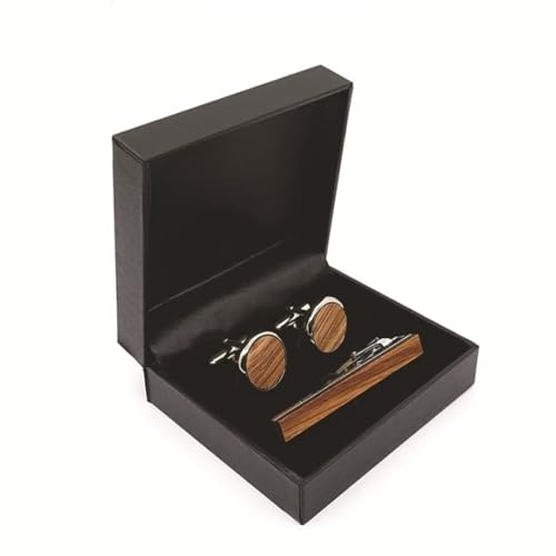 LVUNZJCA Herren Manschettenknöpfe Set Dekorative Manschettenknöpfe aus Holz, Krawattenklammer-Set aus Holz LVUNZJCA Herren Manschettenknöpfe Set Dekorative Manschettenknöpfe aus Holz, Krawattenklammer-Set aus Holz von LVUNZJCA