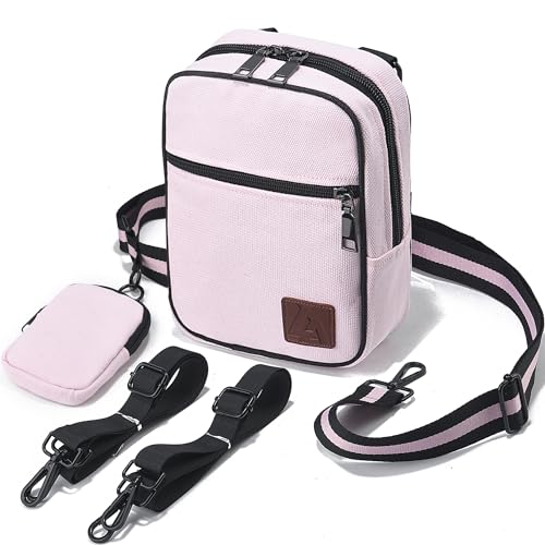 LVYOUME Kleine Umhängetasche mit 2-Wege-Reißverschluss und mehreren Schultergurten, Hüfttasche für Damen und Herren, mehrere Positionen, A2-pink LVYOUME Kleine Umhängetasche mit 2-Wege-Reißverschluss und mehreren Schultergurten, Hüfttasche für Damen und Herren, mehrere Positionen, A2-pink von LVYOUME