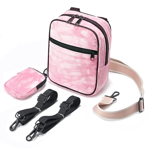 LVYOUME Kleine Umhängetasche mit 2-Wege-Reißverschluss und mehreren Schultergurten, Hüfttasche für Damen und Herren, mehrere Positionen, B2-pink LVYOUME Kleine Umhängetasche mit 2-Wege-Reißverschluss und mehreren Schultergurten, Hüfttasche für Damen und Herren, mehrere Positionen, B2-pink von LVYOUME
