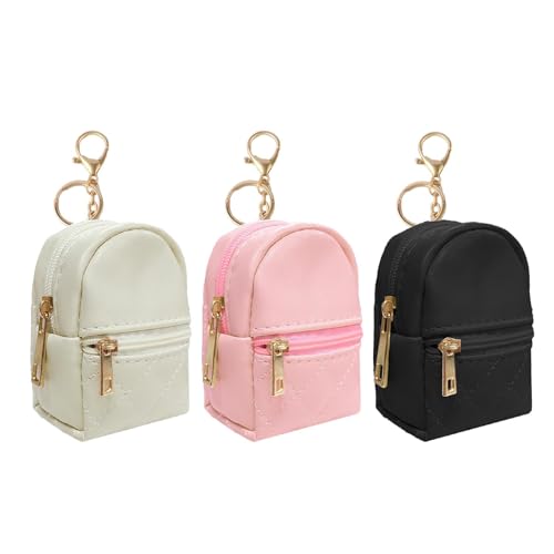 LYDZTION Mini-Rucksack, Kosmetiktasche für Damen, PU-Leder, doppelte Kapazität, Make-up-Tasche, Schlüsseltasche, Lippenstift-Tasche, Kartenhalter, Datenkabel, Organizer, Reißverschlusstasche, Schwarz, von LYDZTION