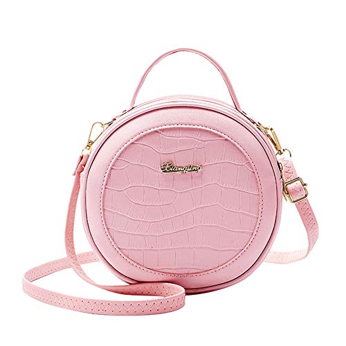 LYEAA Schlichte Damen-Umhängetasche, Alligator-PU, modisch, klein, rund, lässig, Schultertasche, rose, 290.00x130.00x60.00mm/11.42x5.12x2.36inch von LYEAA