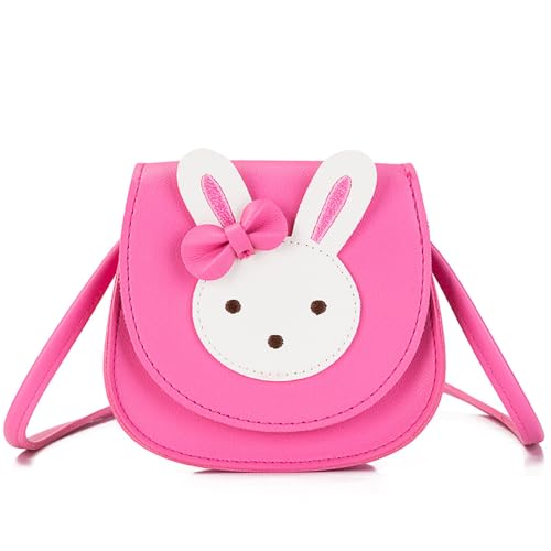 LYQQY Prinzessin Mini Taschen, Children's Shoulder Bag Girls mit Süße Hasenohren und Schleife Geeignet Kinder Niedlicher Hase CrossBody Bag für Kleine Mädchen, Süßigkeiten, Spielzeug,Dunkelpink von LYQQY