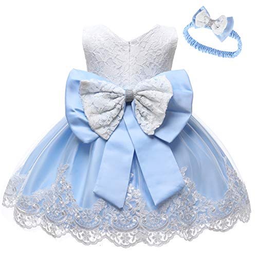 LZH Baby Mädchen Spitzenkleid Bowknot Blume Kleider Hochzeitswettbewerb Taufe Tutu Kleid von LZH