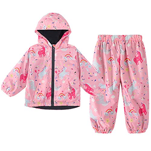 LZH Jungen Mädchen Regenmantel, wasserdichte Kapuze Jacke Mantel Hose Anzug 2PCS Sets von LZH