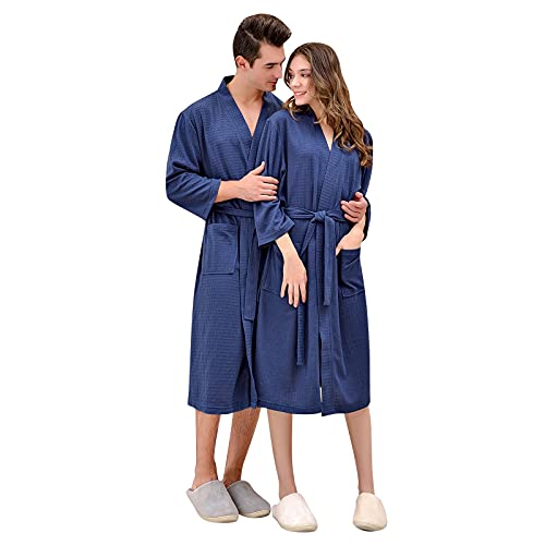 Bademäntel Für Pärchen: Bademantel Damen Sommer Leicht-Morgenmantel Herren Dünn Kurz-Froteebademantel Männer Waffelbademantel Für Paare Saunamantel Sauna-Bademantel Kimono Robe, Geschenk Hochzeit von LZPCarra