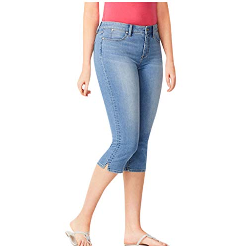 Caprihose Damen Sommer Leicht, Capri Jeans Damen Sommer Stretch Freizeithose 3/4 Caprihosen High Waist Jeans Leicht Sommerhose Slim Fit Jeggings Capri-Jeansleggings Knielang Jogginghose Kurz Sporthose von LZPCarra